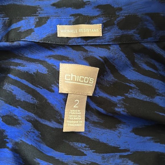 CHICO’S Blue & Black Leopard Print Women's Top / Blouse Sz L (Chico’s 2) - Picture 8 of 15